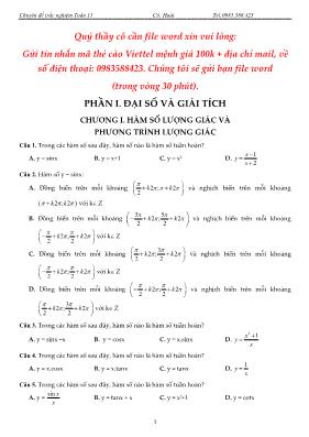 Chuyên đề trắc nghiệm Toán Khối 11